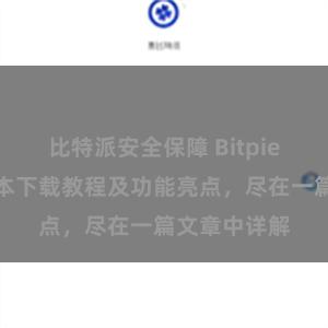 比特派安全保障 Bitpie钱包最新版本下载教程及功能亮点，尽在一篇文章中详解